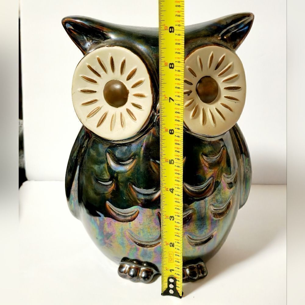 Ceramic irradescent owl decor - Picture 6 of 7